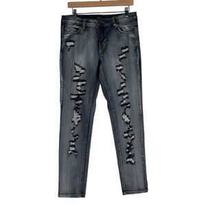 Forever 21 Jeans Womens 29 Gray Distressed Skinny Stretch Grunge Y2K Streetwear